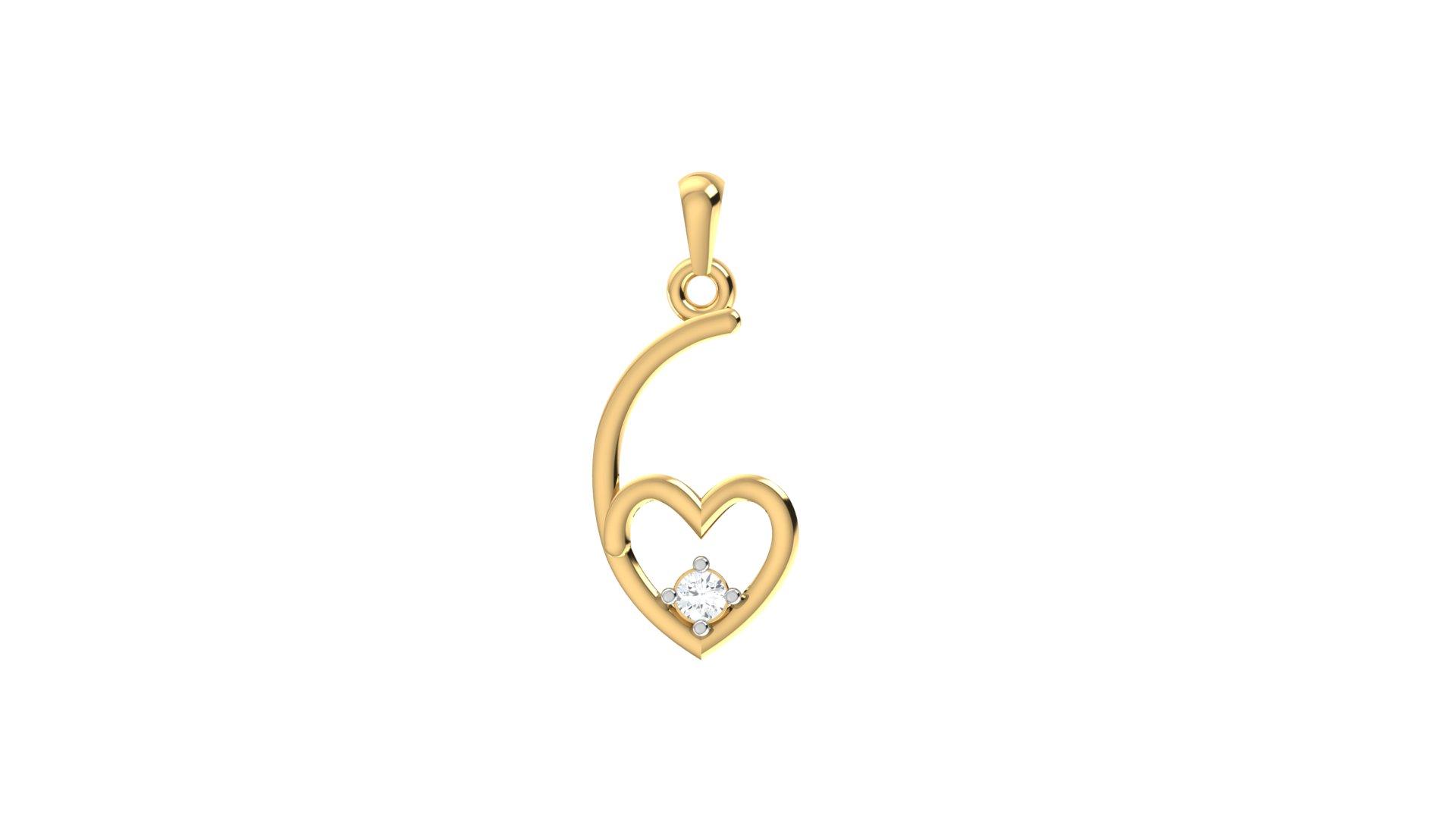 Heart of Elegance Diamond Pendant , Yellow Gold , 18 K