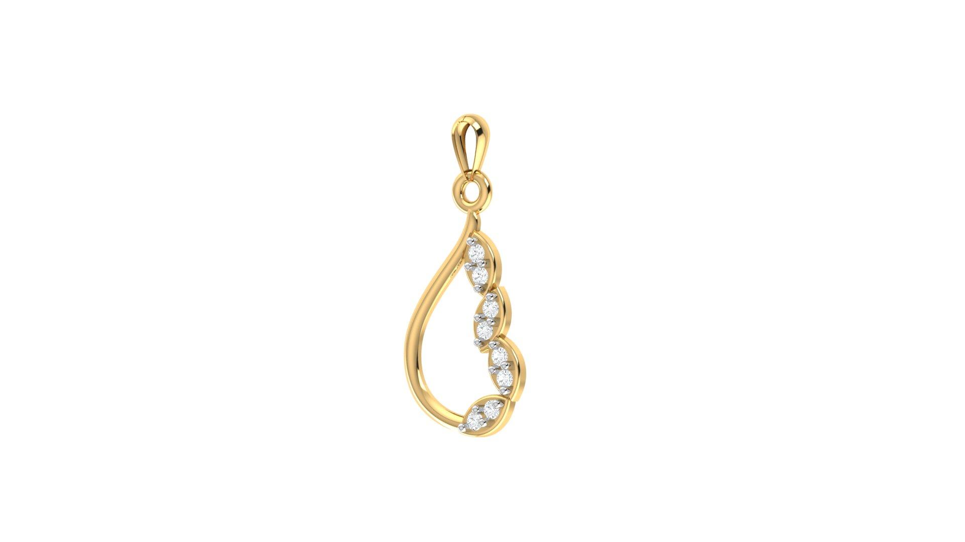 Elegant Leaf Vine Diamond Pendant , Yellow Gold , 18 K