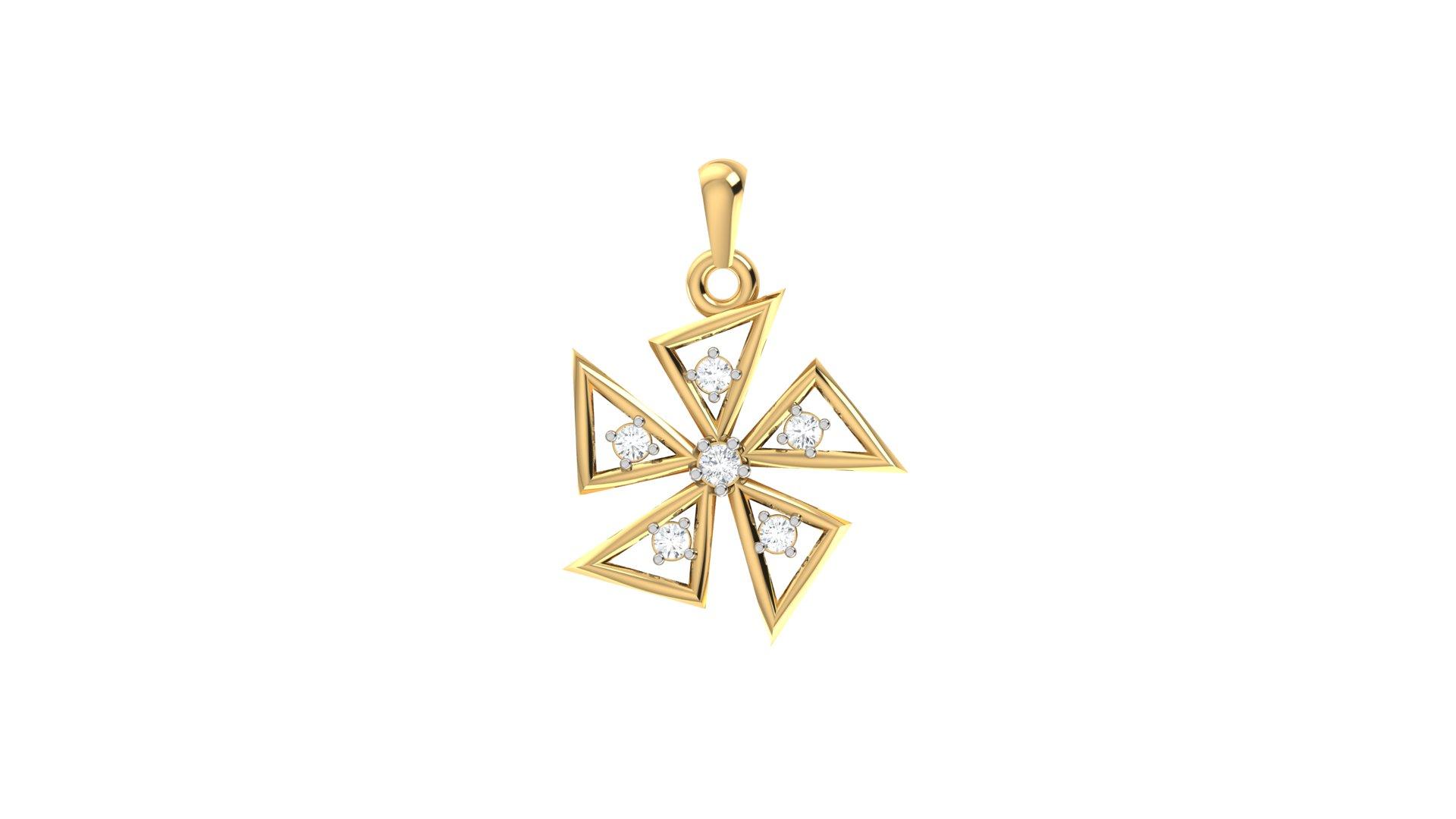 Maltese Cross Diamond Pendant , Yellow Gold , 18 K