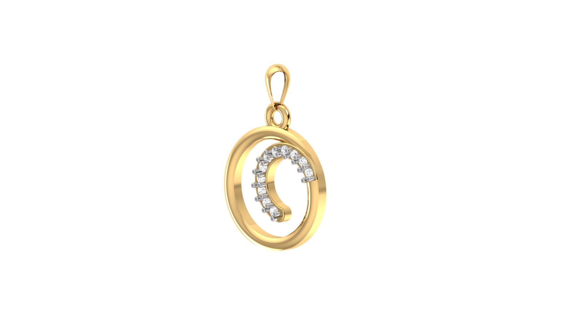 Elegant Diamond Spiral Pendant , Yellow Gold , 18 K