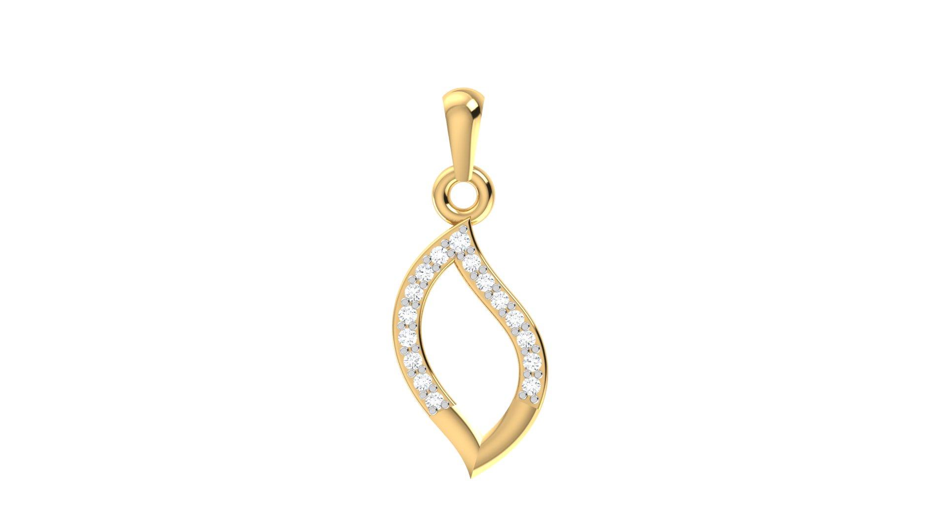 Teardrop Wave Diamond Pendant , Yellow Gold , 18 K