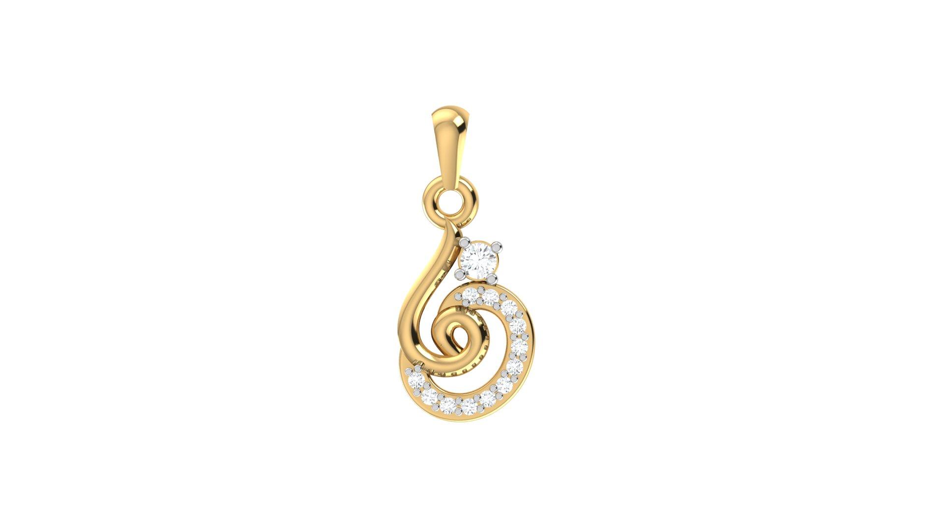 Musical Note Diamond Pendant , Yellow Gold , 18 K