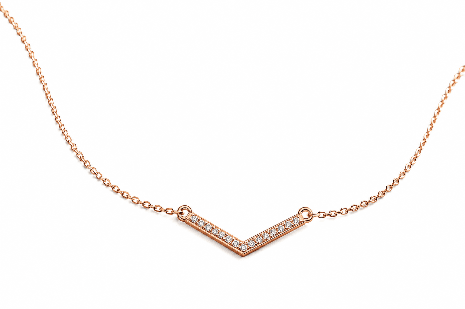 Rose Lumi V Necklace , 16Inch , Yellow Gold , 18 K