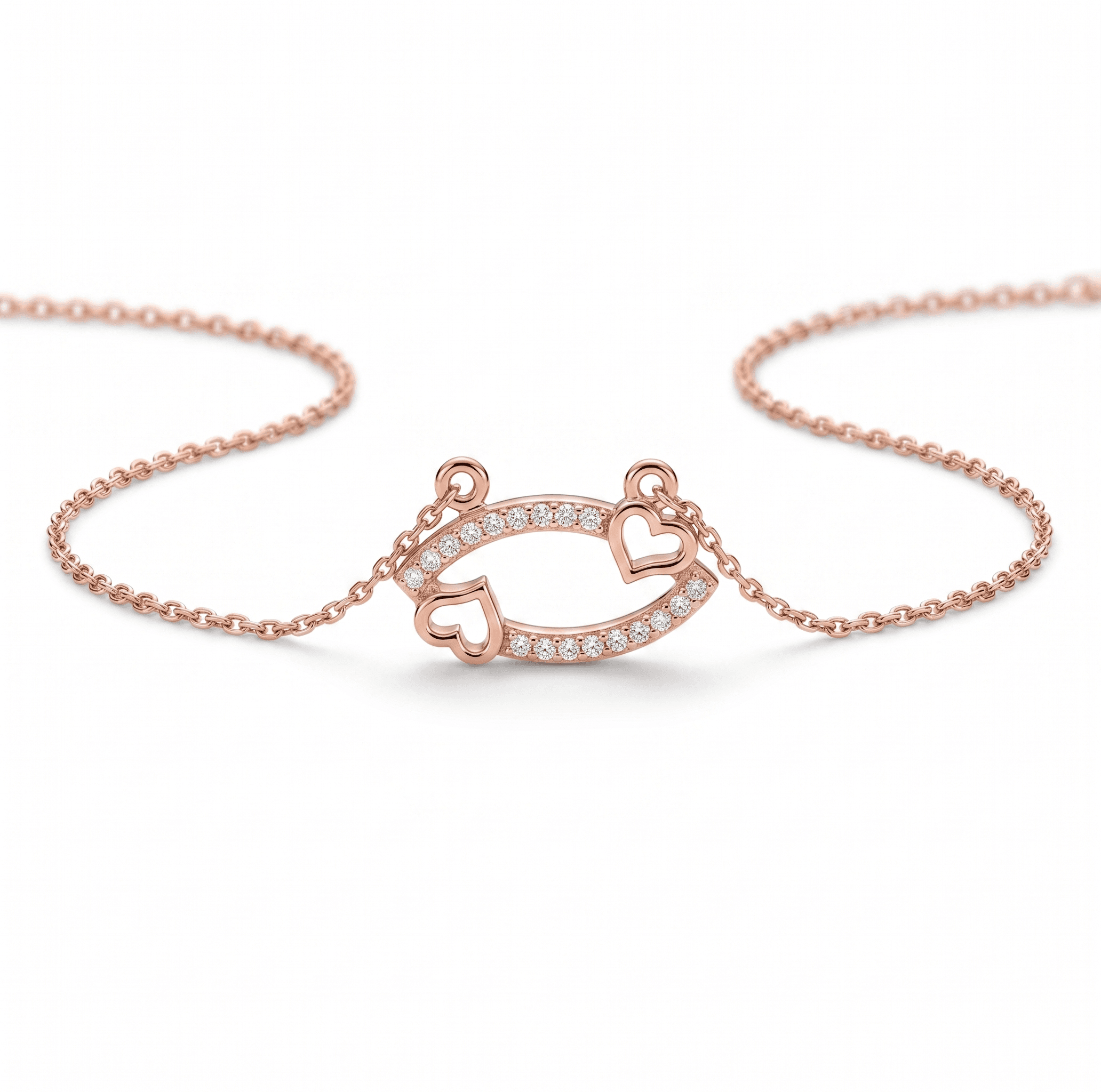 intertwined heart necklace , 16Inch , Yellow Gold , 18 K
