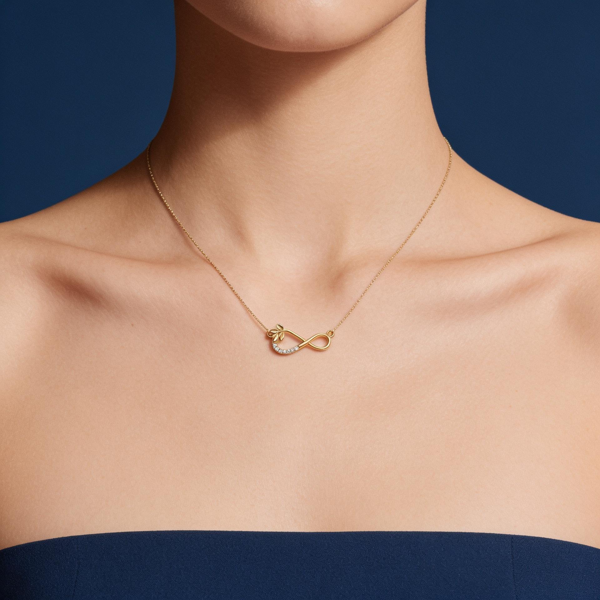 Infinity Grace Necklace , 16Inch , Yellow Gold , 18 K