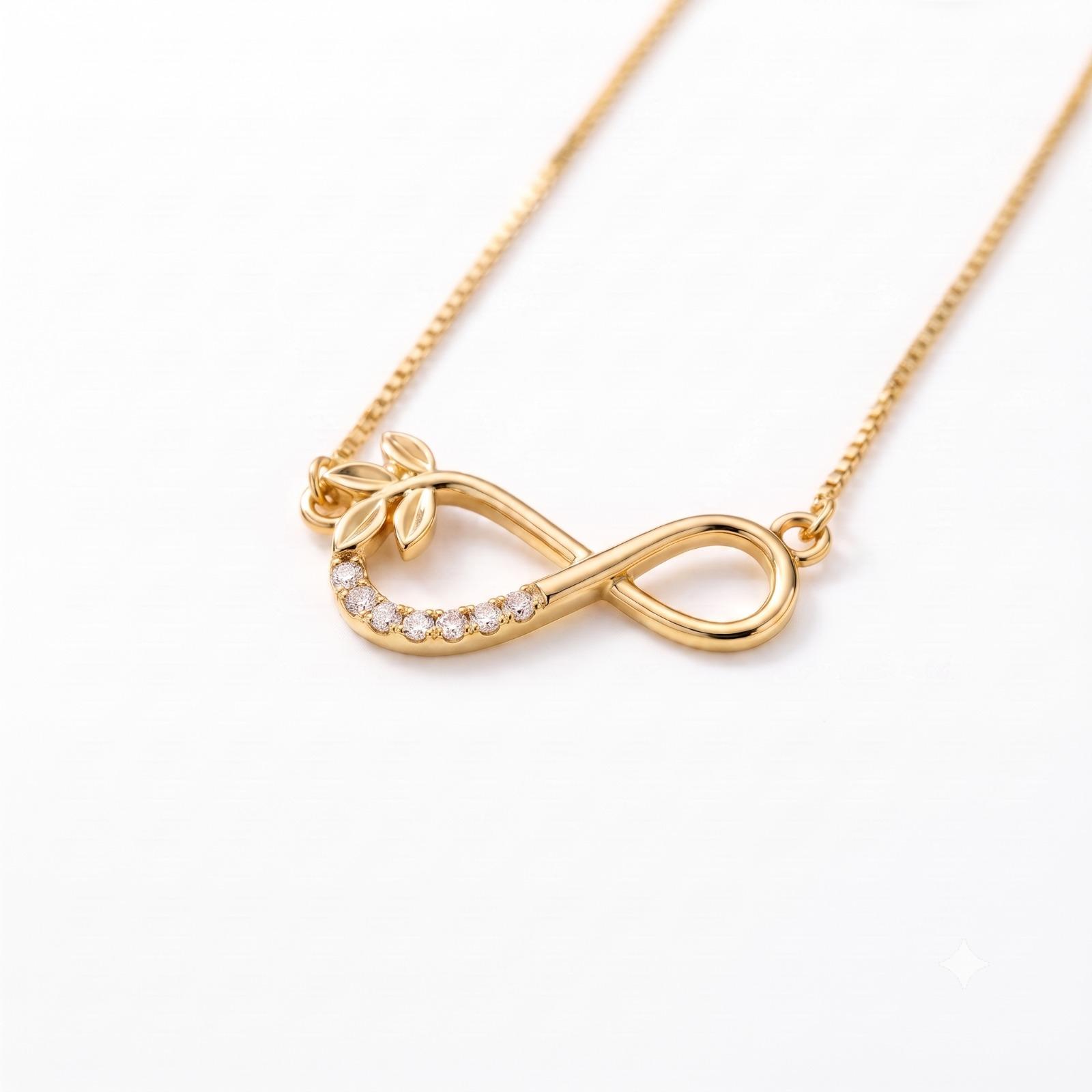 Infinity Grace Necklace , 16Inch , Yellow Gold , 18 K