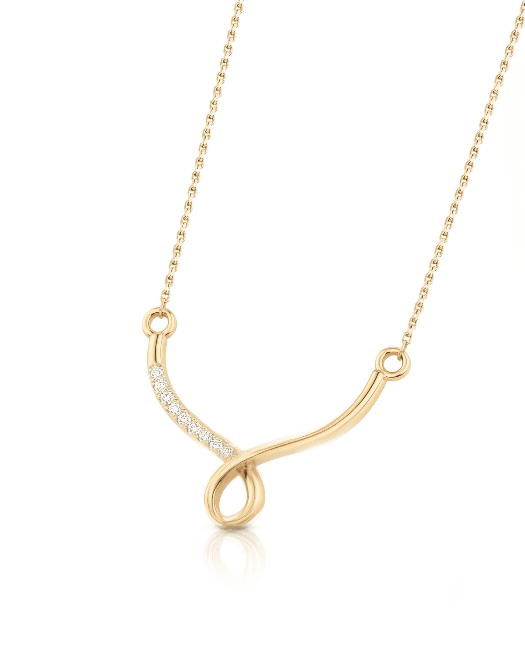 Diamond Infinity Drop Necklace , 16Inch , Yellow Gold , 18 K