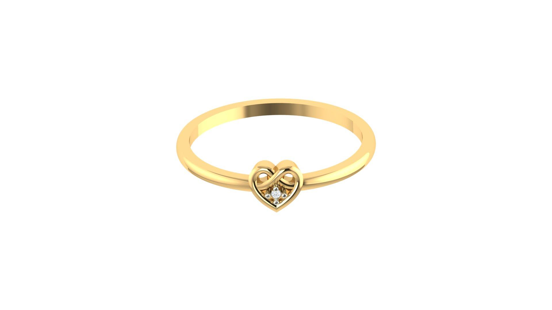 Sparkle Heart Ring , 7MM , 18 K , Yellow Gold