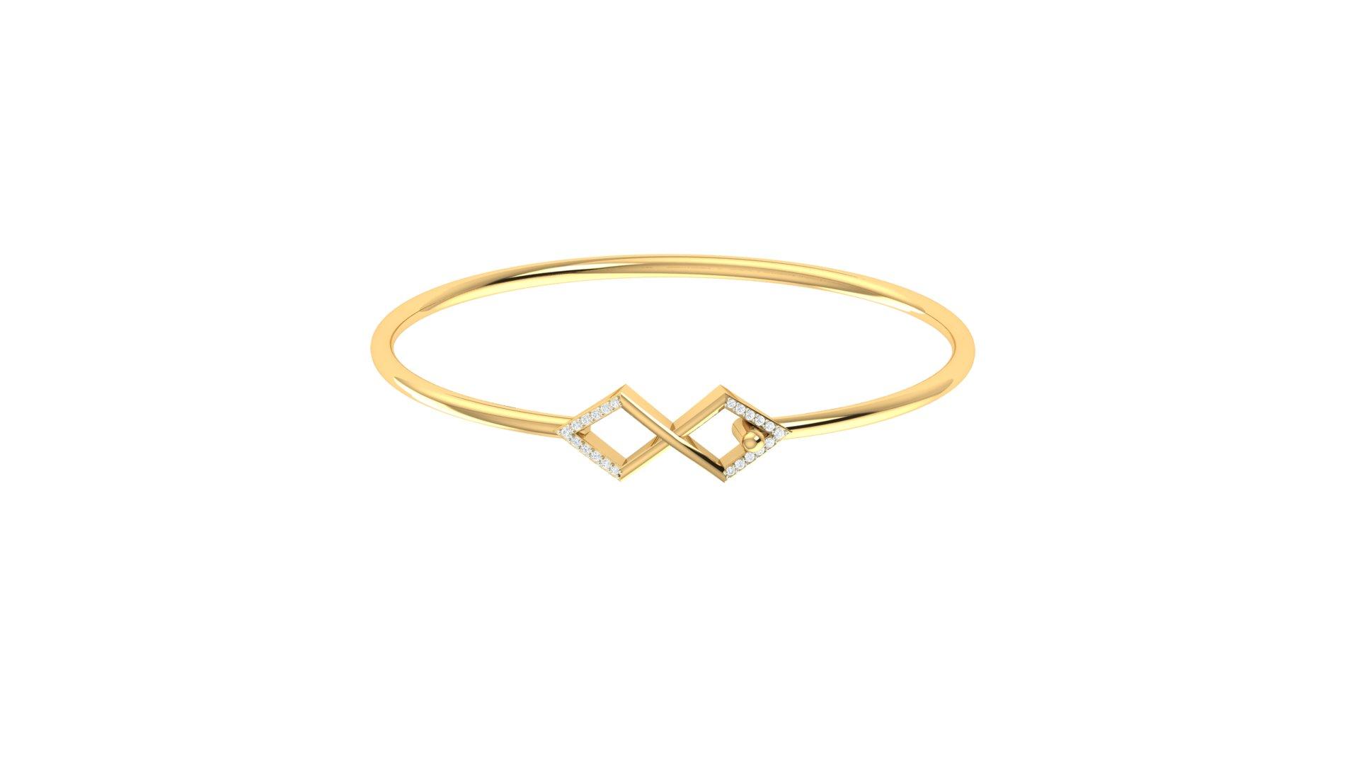 Luxe Geo Diamond Bangle , Yellow Gold , 1.2 Inch , 18 K