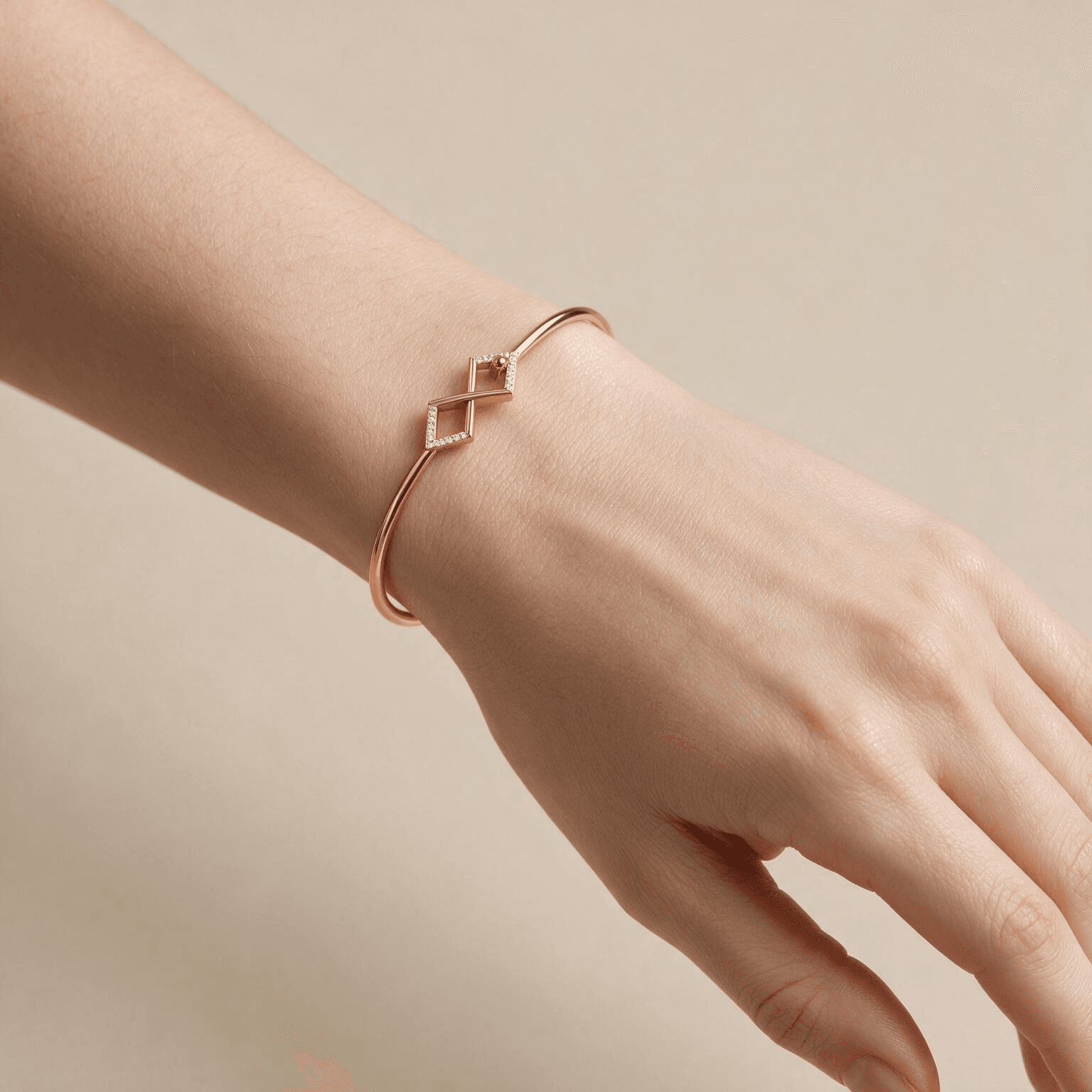 Luxe Geo Diamond Bangle , Yellow Gold , 1.2 Inch , 18 K