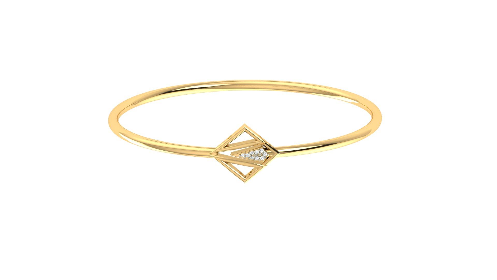 Aurelia Diamond Bangle , Yellow Gold , 1.2 Inch , 18 K