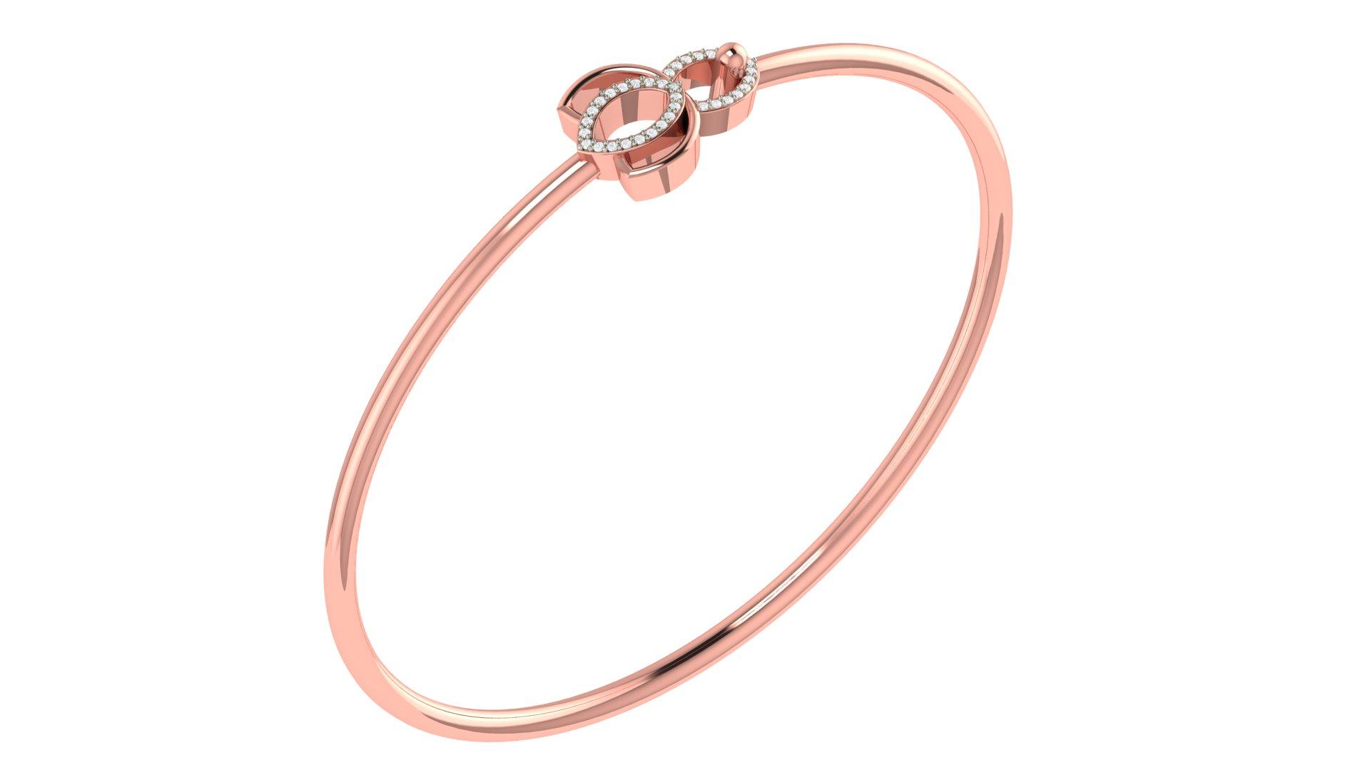 Lotus Open Diamond Bangle , Yellow Gold , 1.2 Inch , 18 K