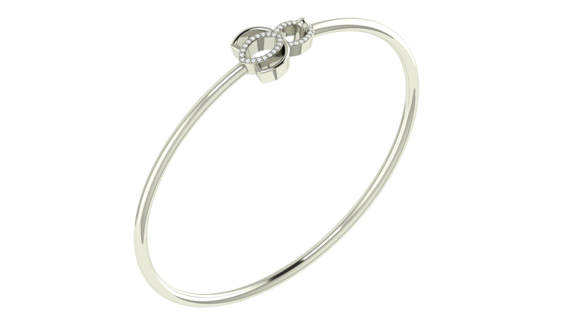 Lotus Open Diamond Bangle , Yellow Gold , 1.2 Inch , 18 K