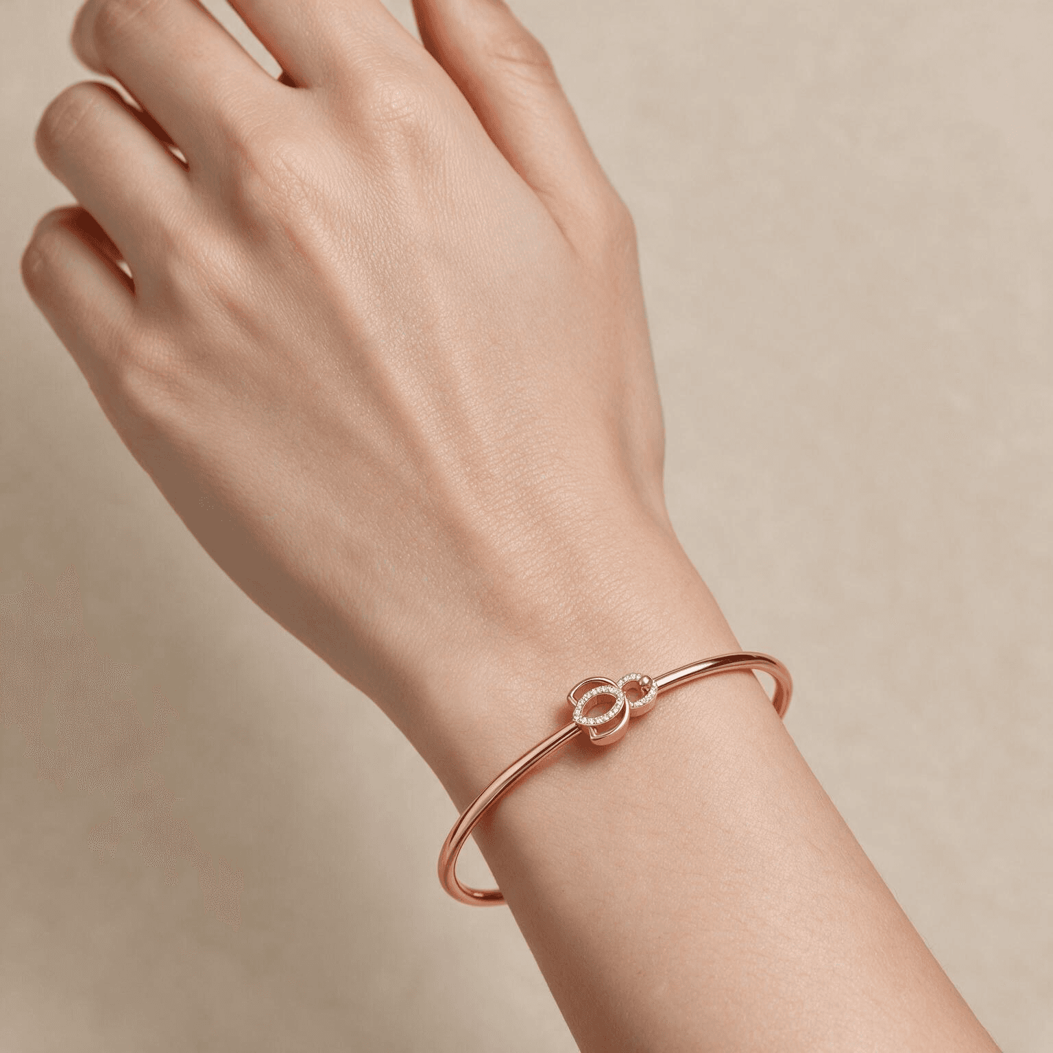 Lotus Open Diamond Bangle , Yellow Gold , 1.2 Inch , 18 K