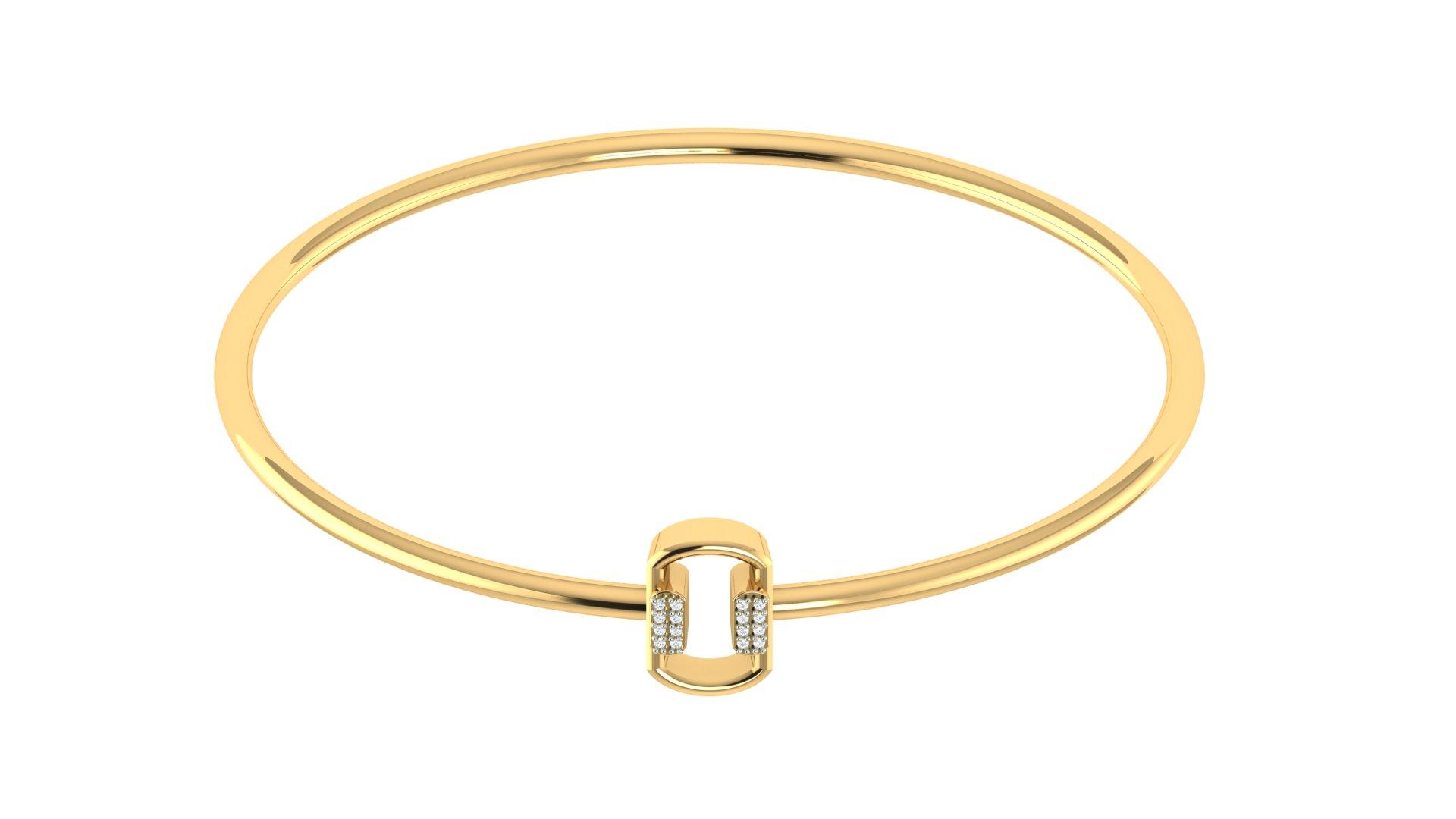 Luxe Diamond Bangle , Yellow Gold , 1.2 Inch , 18 K