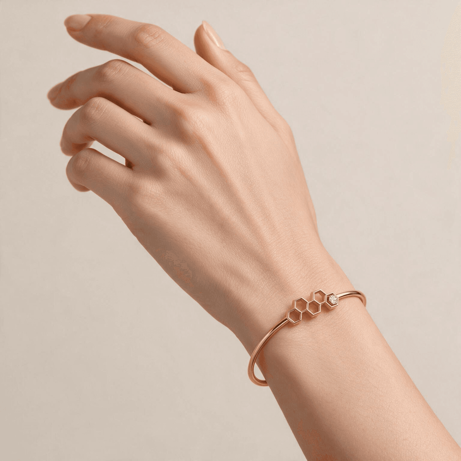 Hexa Bloom Diamond Bangle , Yellow Gold , 1.2 Inch , 18 K