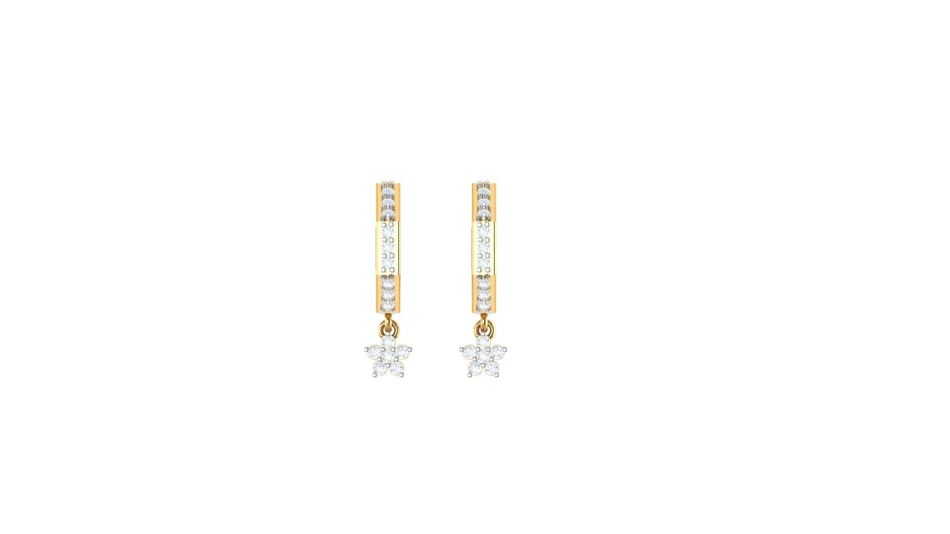 Florexa Diamond Hoops , Yellow Gold , 18 K