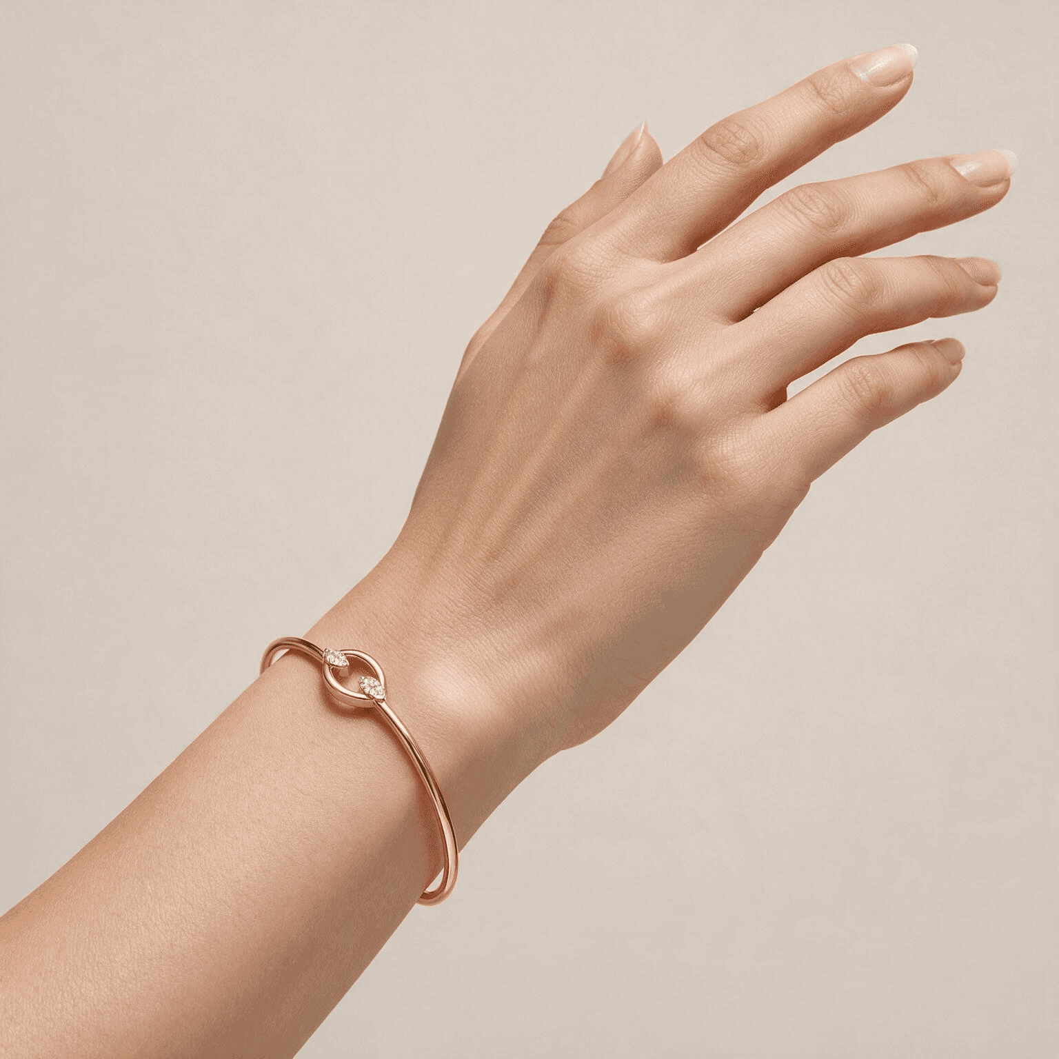 Twin Loop Diamond Bangle , Yellow Gold , 1.2 Inch , 18 K