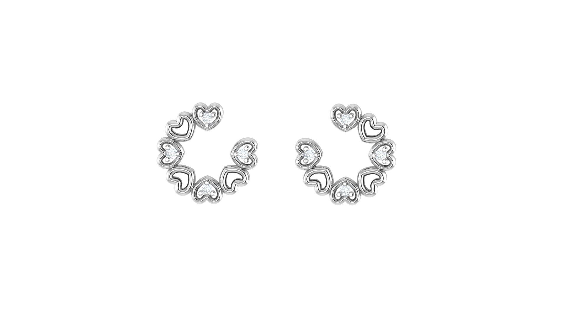 Heart Diamond Earrings , Yellow Gold , 18 K