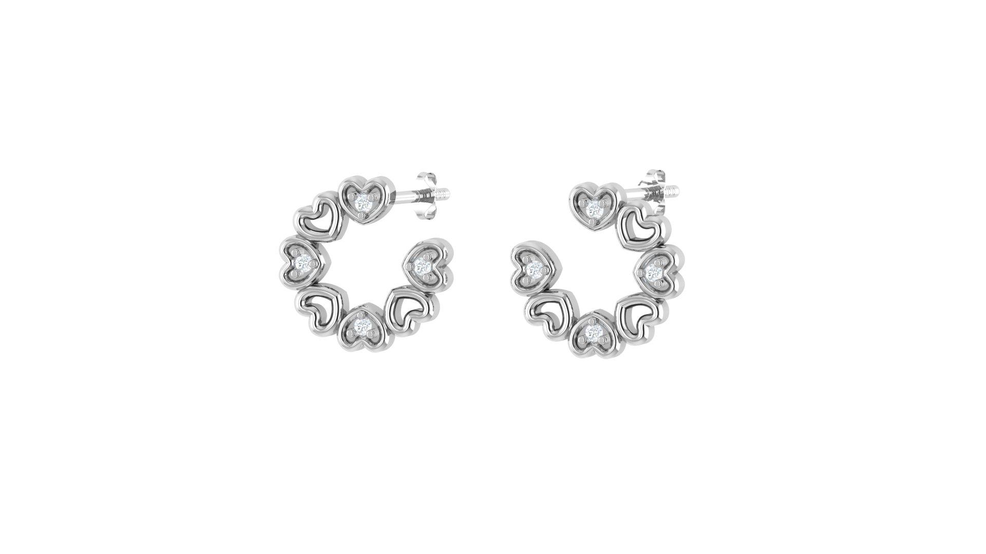 Heart Diamond Earrings , Yellow Gold , 18 K