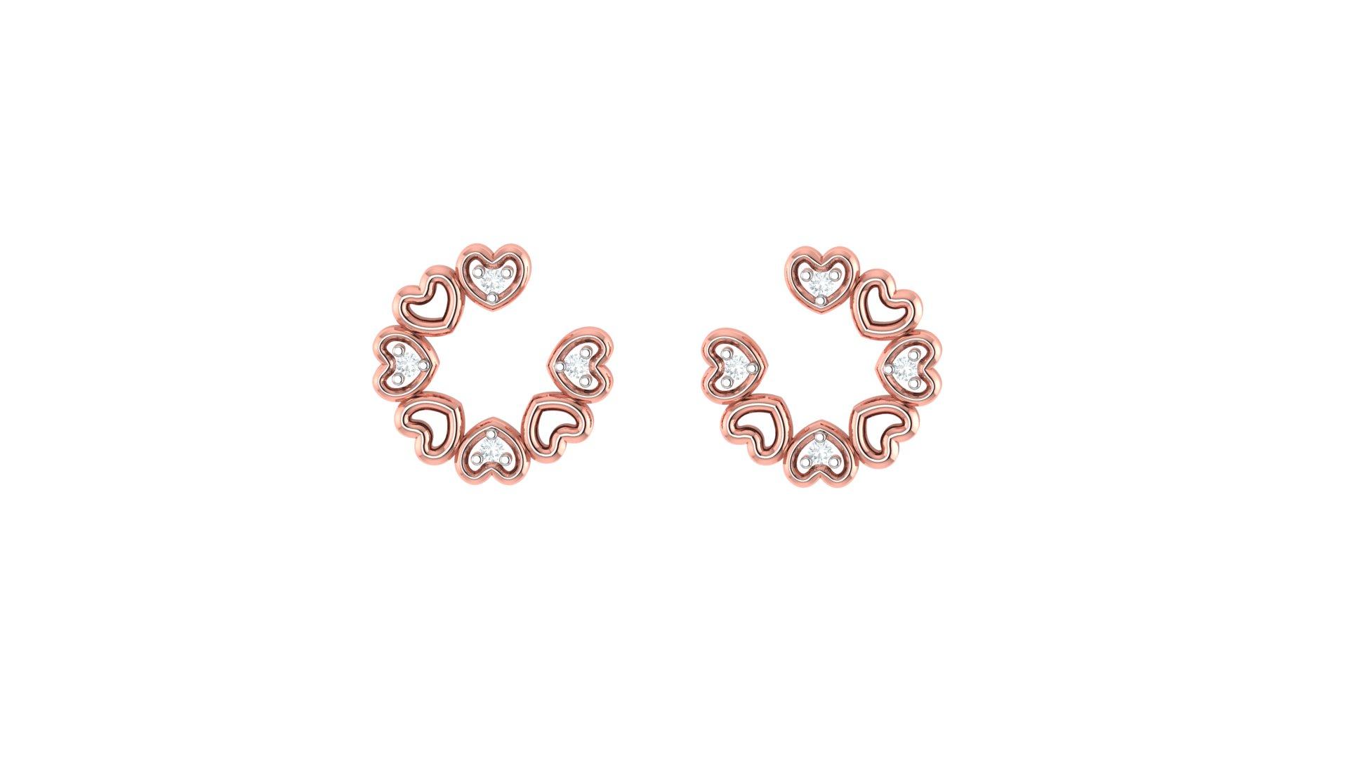 Heart Diamond Earrings , Yellow Gold , 18 K