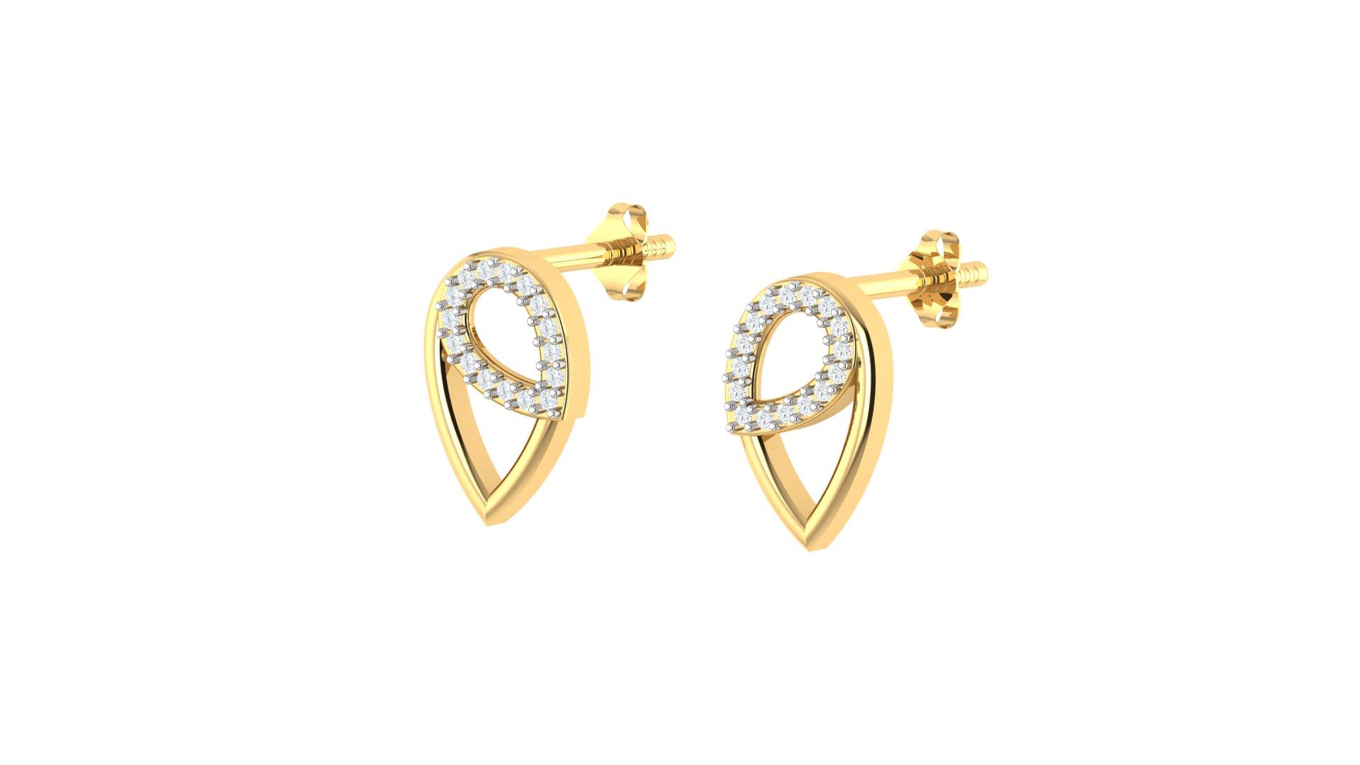 Dewdrop Diamond Studs , Yellow Gold , 18 K