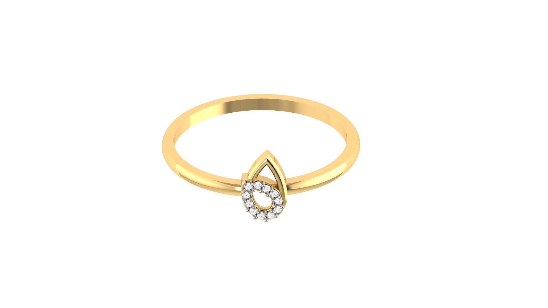 Dewdrop Diamond Ring , 7MM , 18 K , Yellow Gold