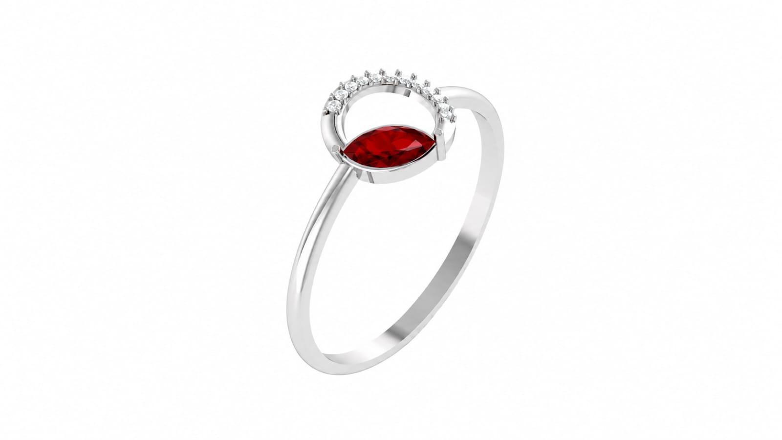 Ruby Halo Diamond Ring , 7MM , 18 K , Yellow Gold