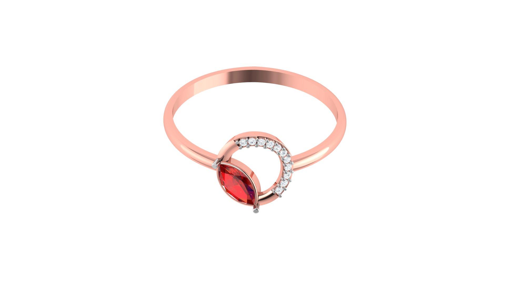 Ruby Halo Diamond Ring , 7MM , 18 K , Yellow Gold
