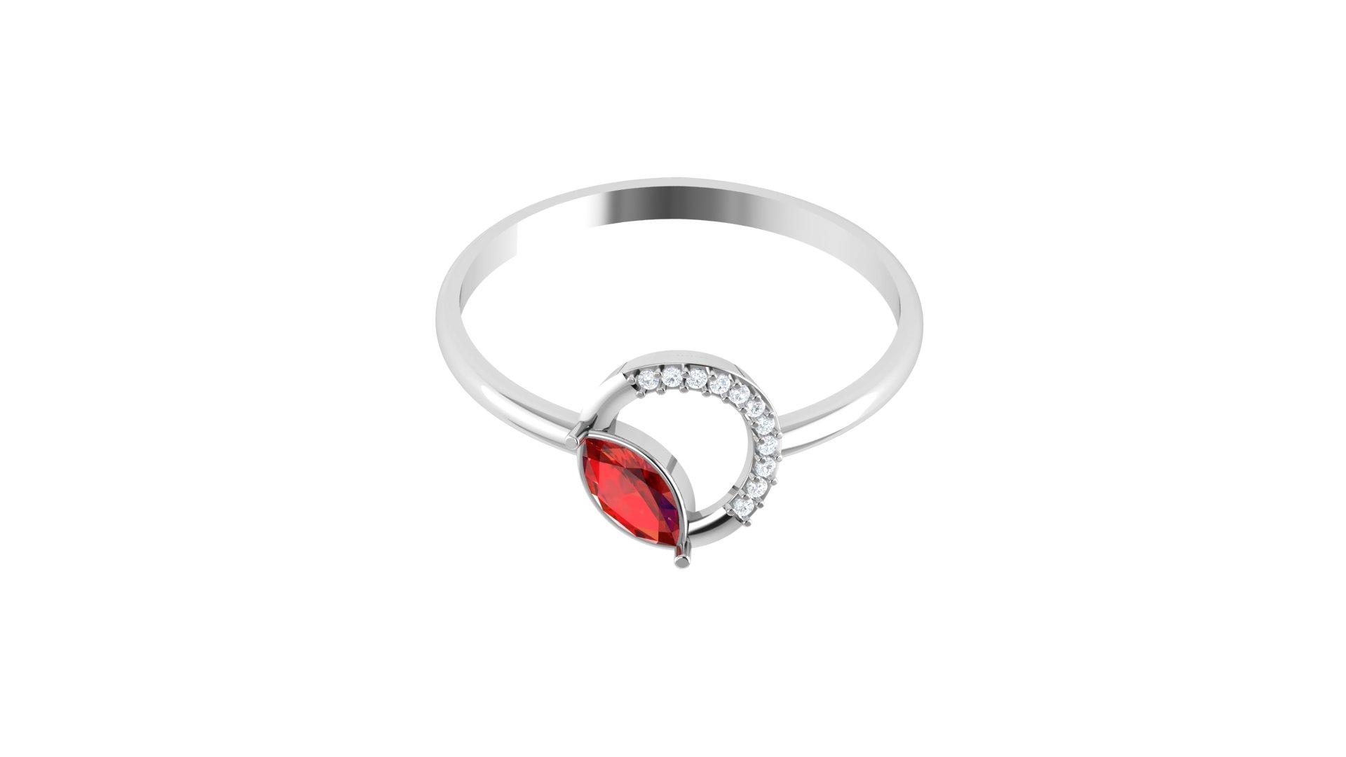 Ruby Halo Diamond Ring , 7MM , 18 K , Yellow Gold