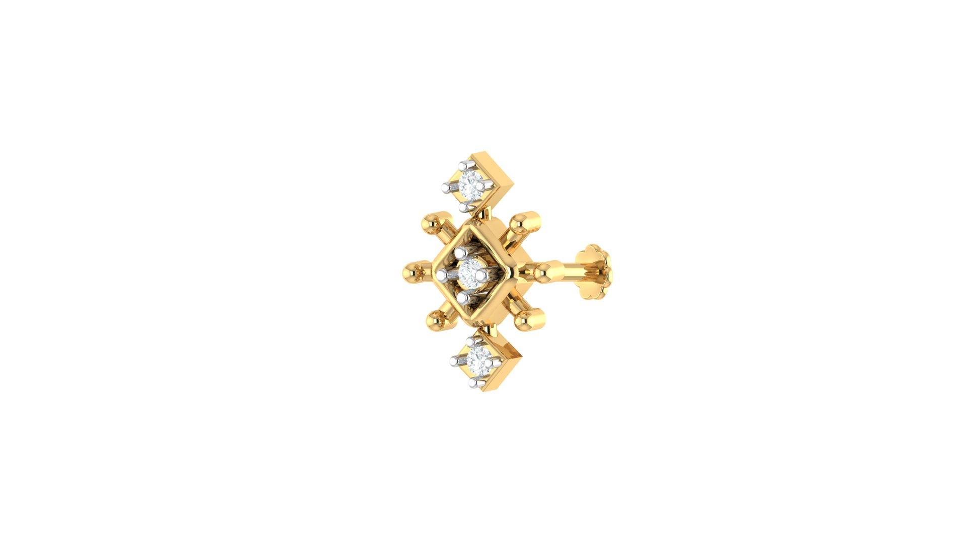 Royal Diamond Nose Pin , Yellow Gold , 18 K