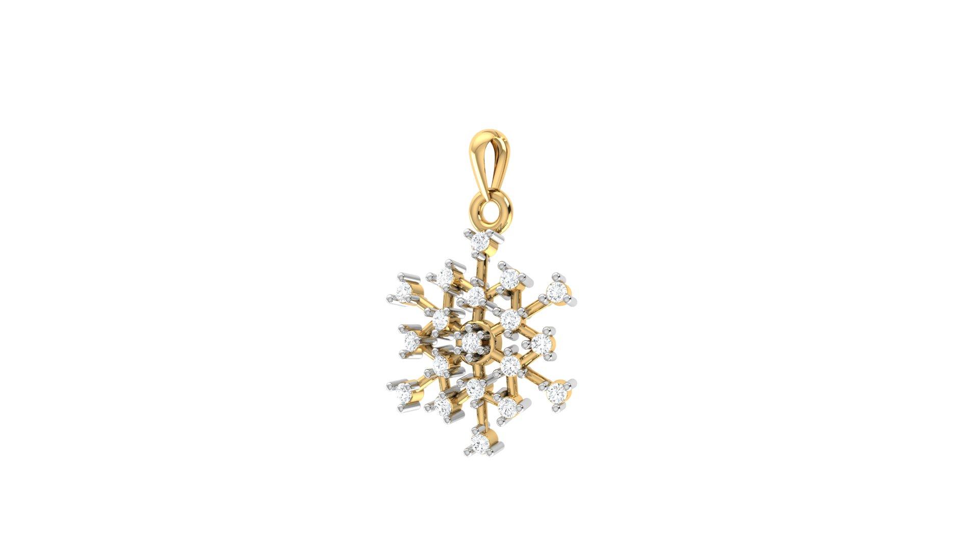 winter sparkle diamond pendant , Yellow Gold , 18 K