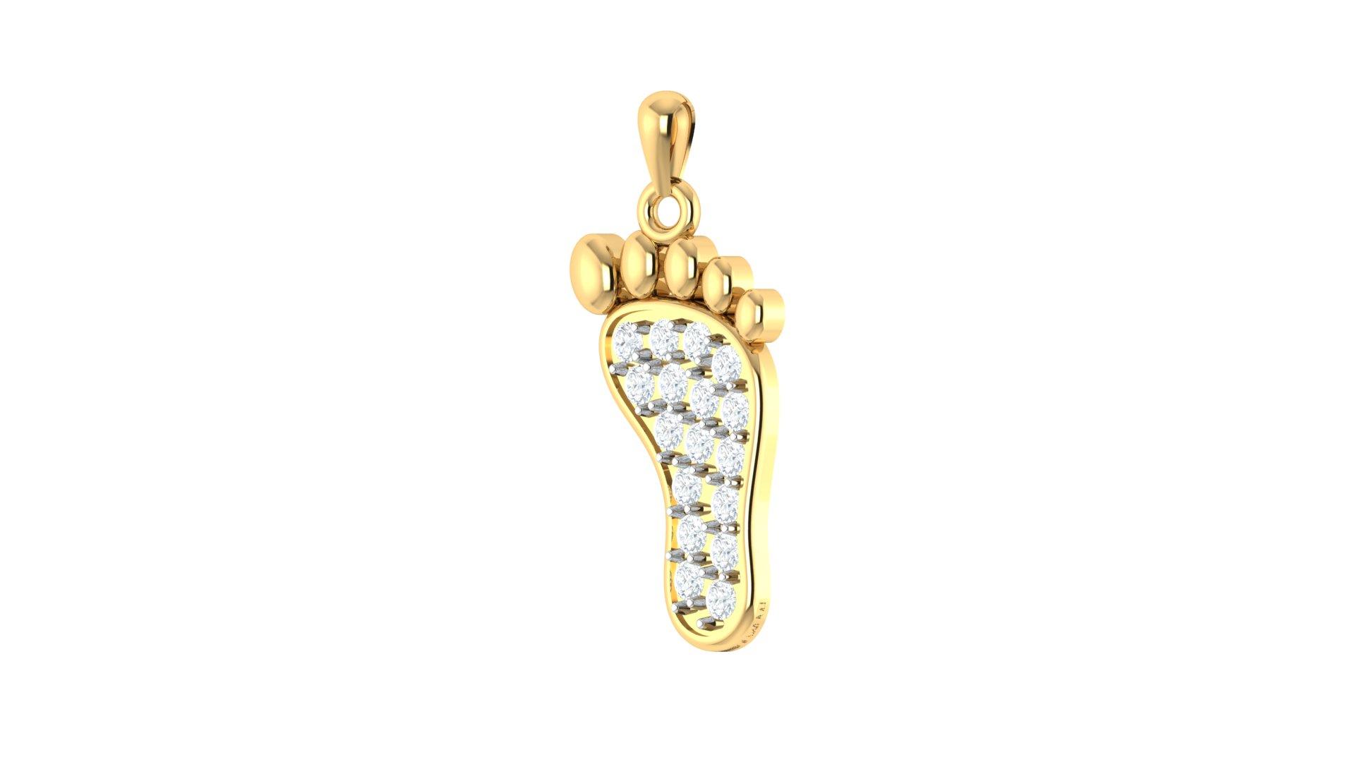Tiny Toes Diamond Pendant , Yellow Gold , 18 K