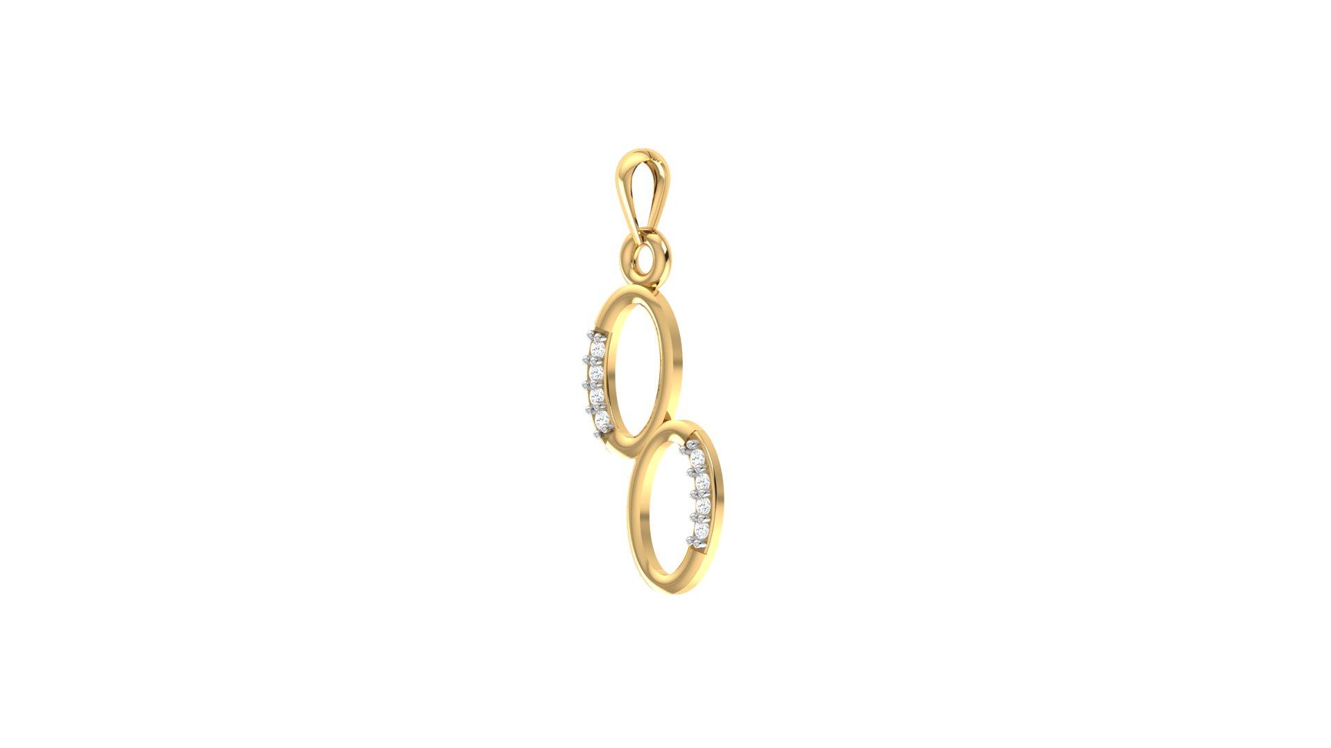 Dual Oval Diamond Pendant , Yellow Gold , 18 K