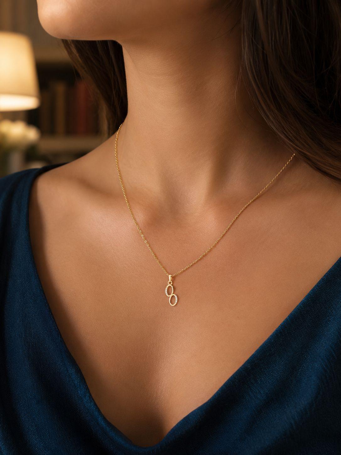 Dual Oval Diamond Pendant , Yellow Gold , 18 K