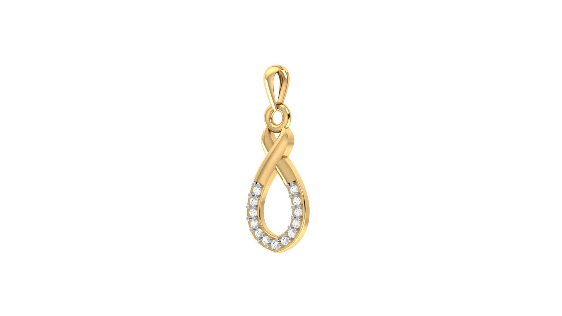 Infinity Loop Diamond Pendant , Yellow Gold , 18 K