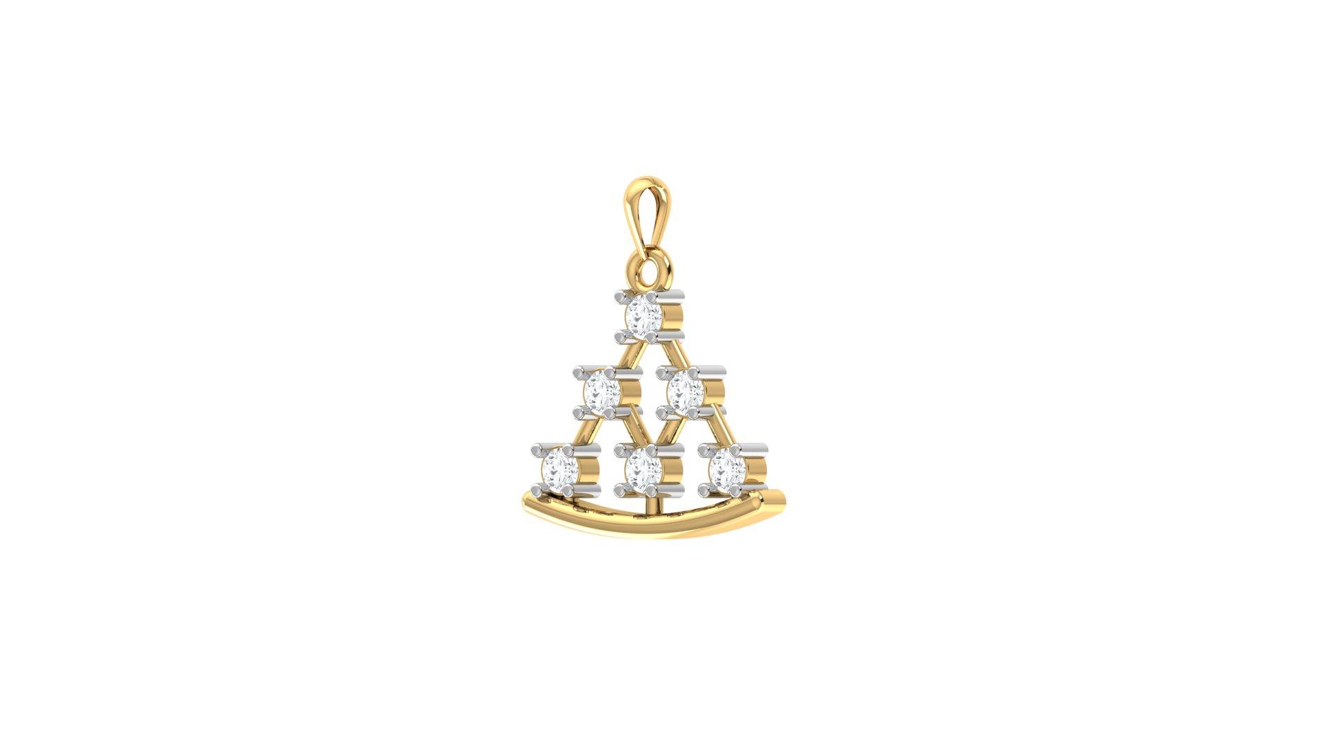Elegant Diamond Pyramid Pendant , Yellow Gold , 18 K