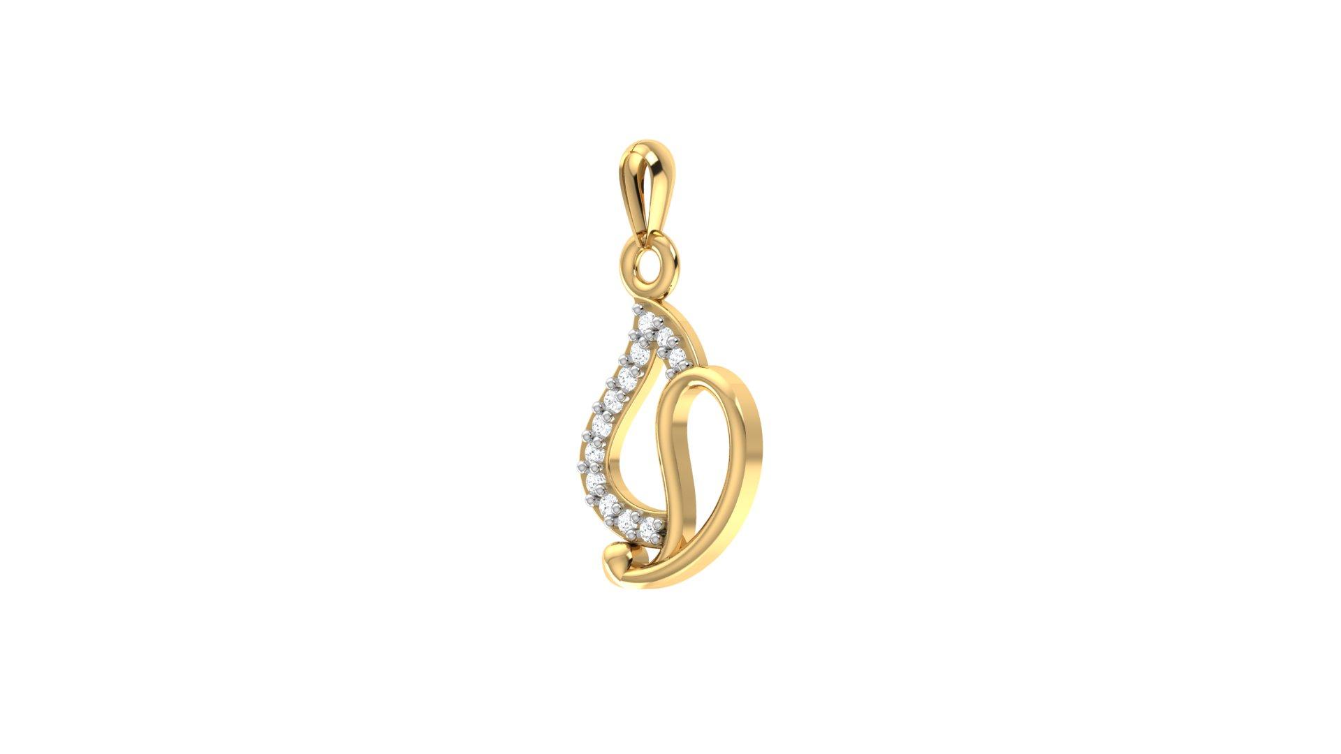 Paisley Diamond Pendant , Yellow Gold , 18 K