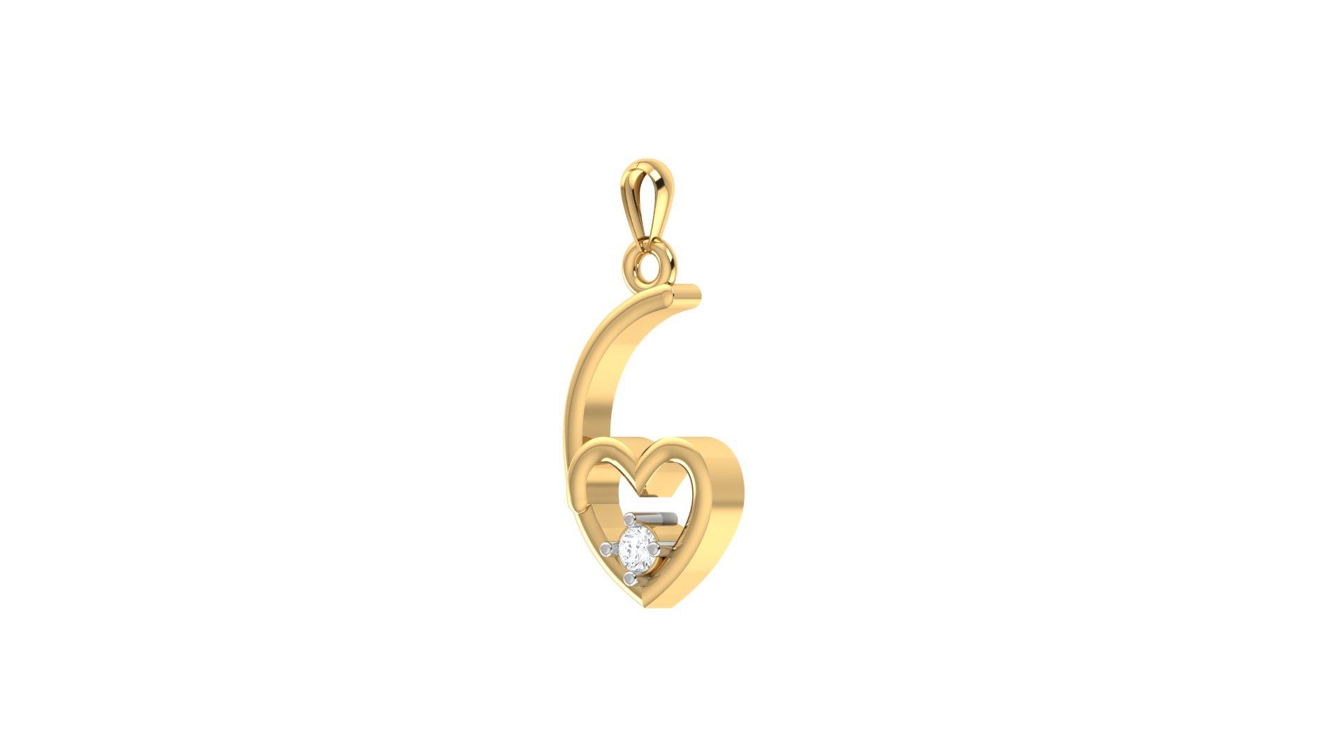 Heart of Elegance Diamond Pendant , Yellow Gold , 18 K