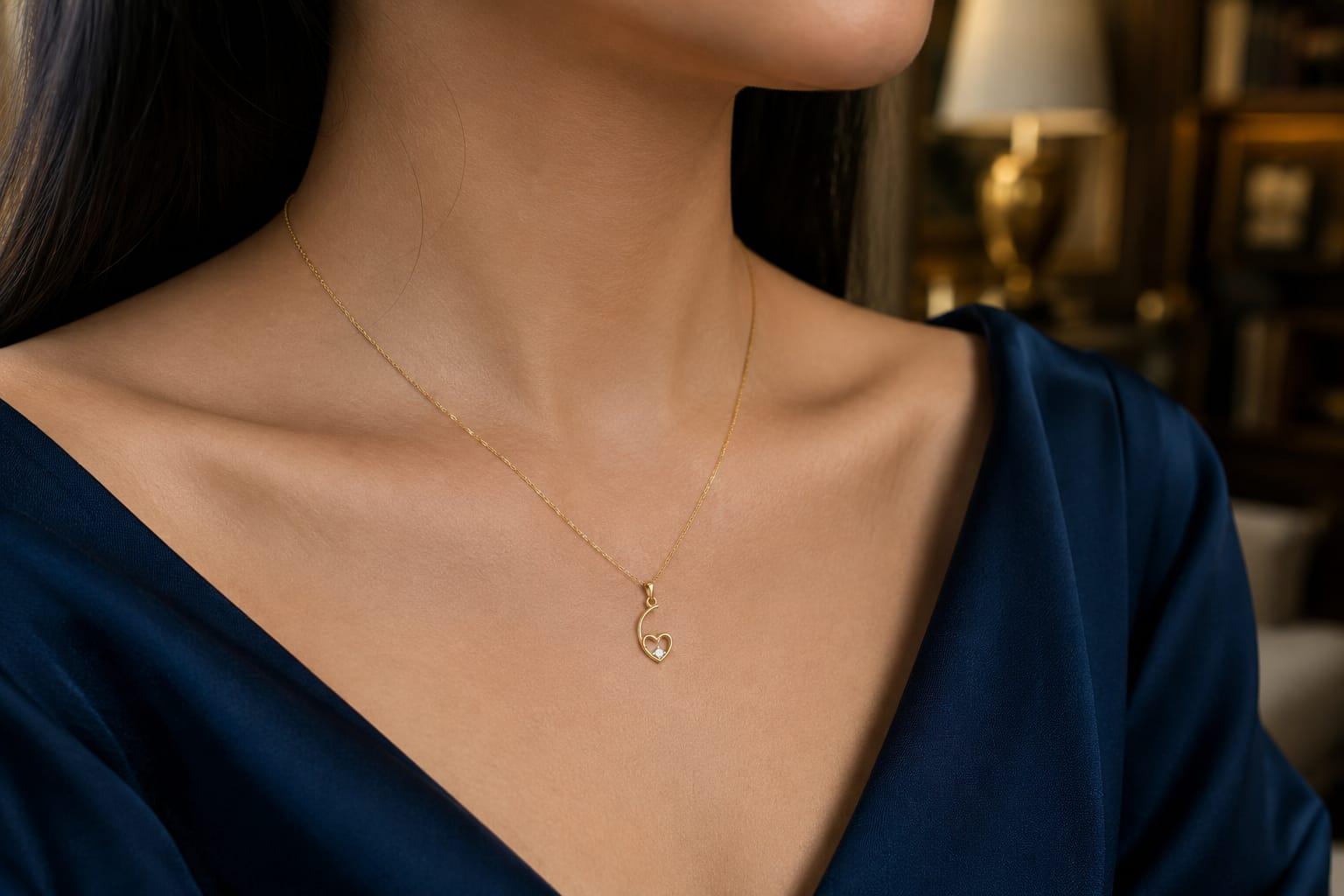 Heart of Elegance Diamond Pendant , Yellow Gold , 18 K
