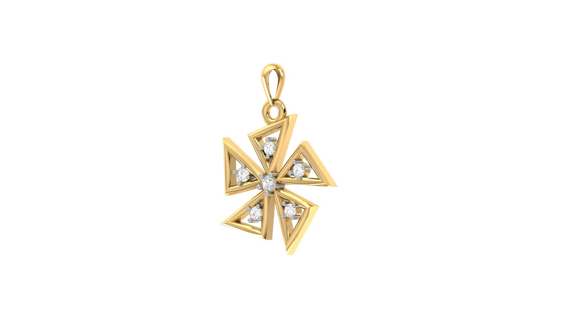 Maltese Cross Diamond Pendant , Yellow Gold , 18 K
