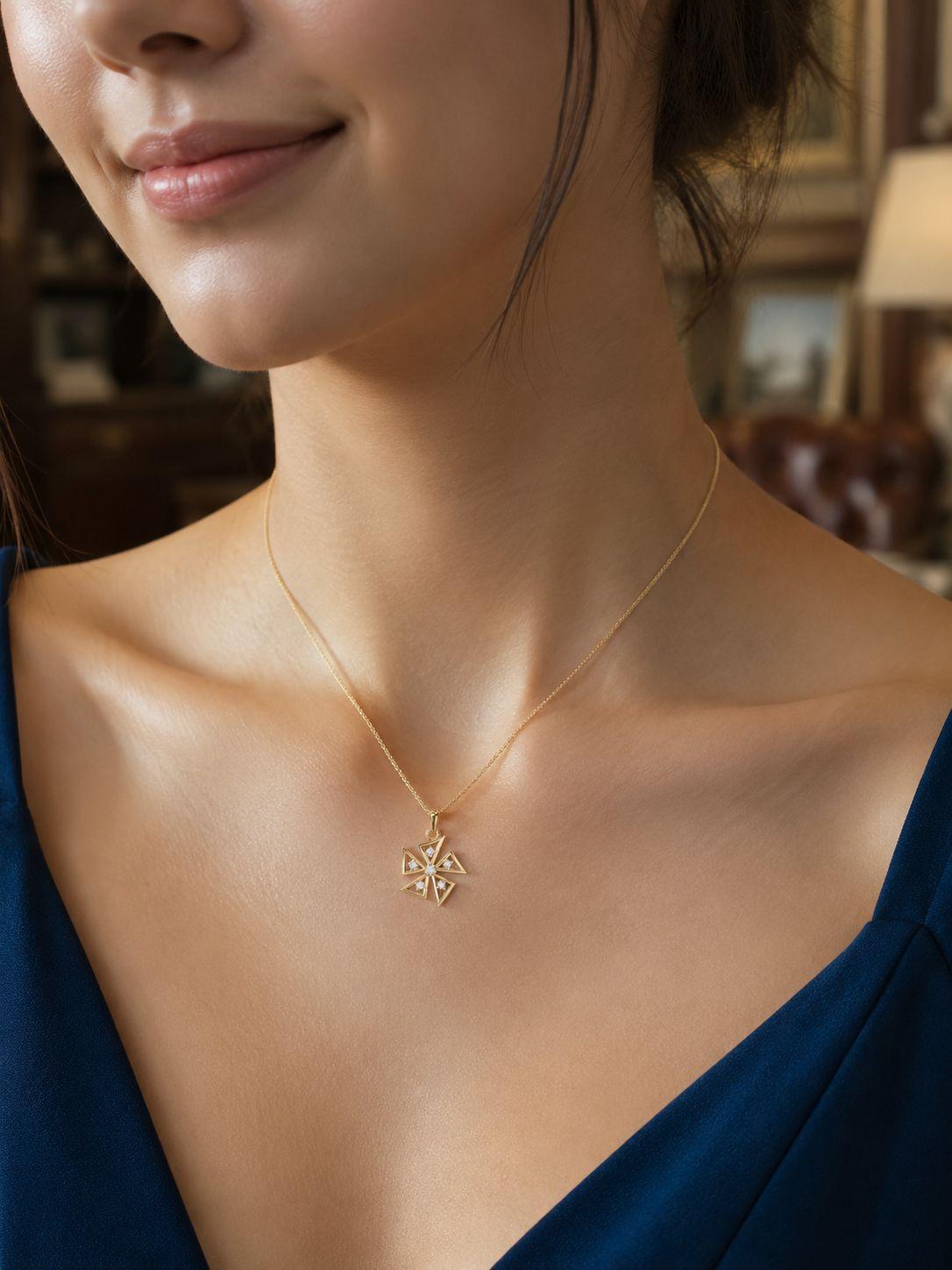 Maltese Cross Diamond Pendant , Yellow Gold , 18 K