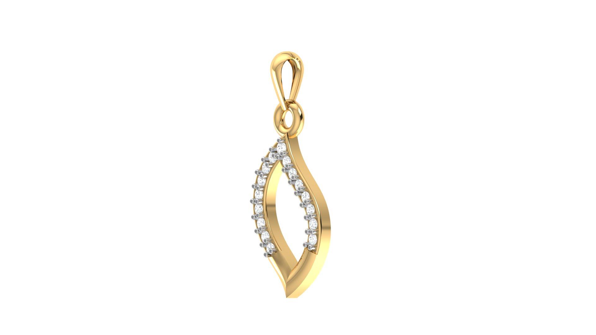 Teardrop Wave Diamond Pendant , Yellow Gold , 18 K