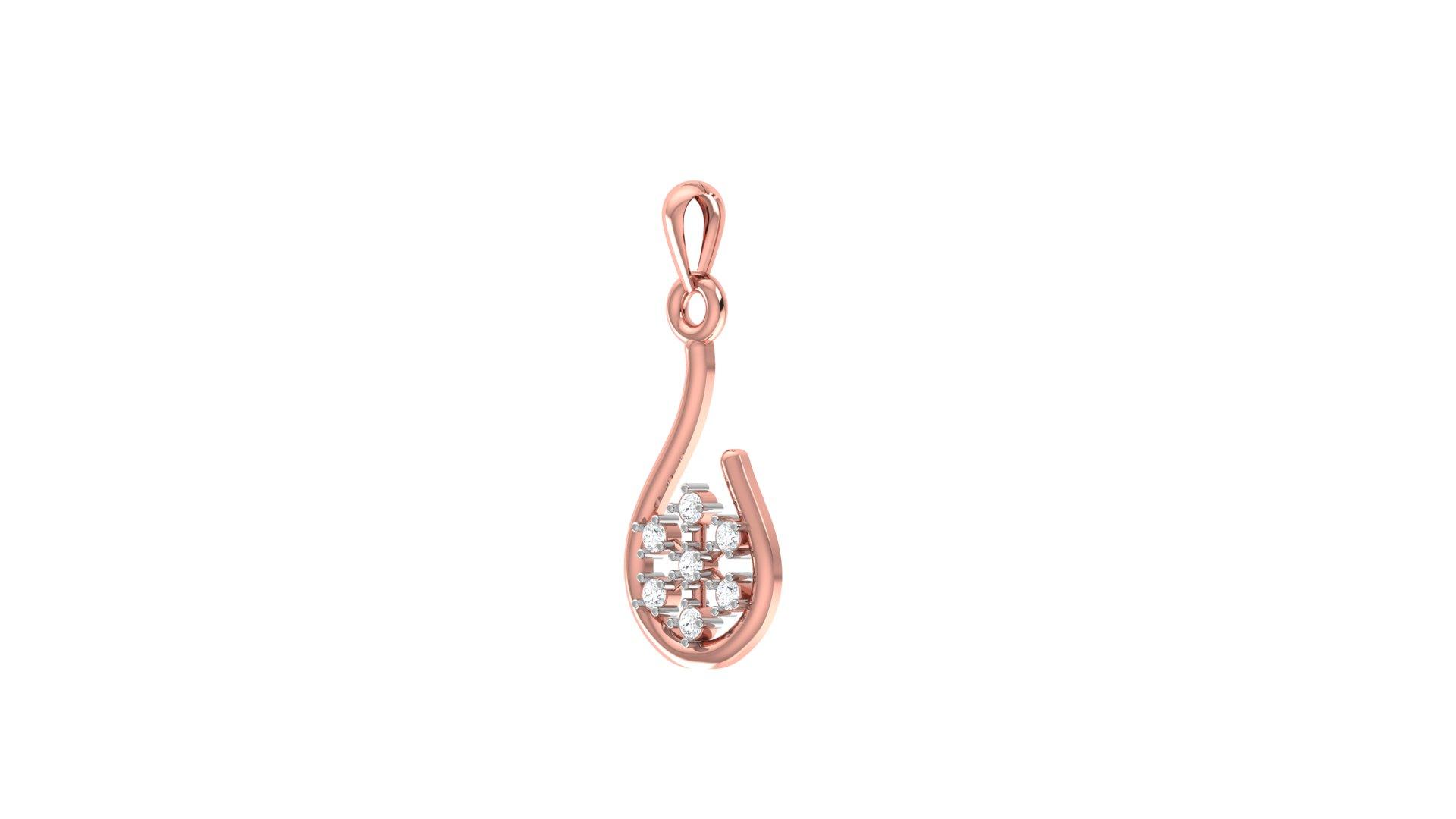 Teardrop Floral Diamond Pendant , Yellow Gold , 18 K