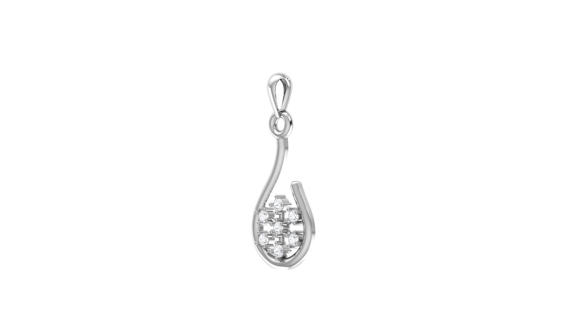 Teardrop Floral Diamond Pendant , Yellow Gold , 18 K