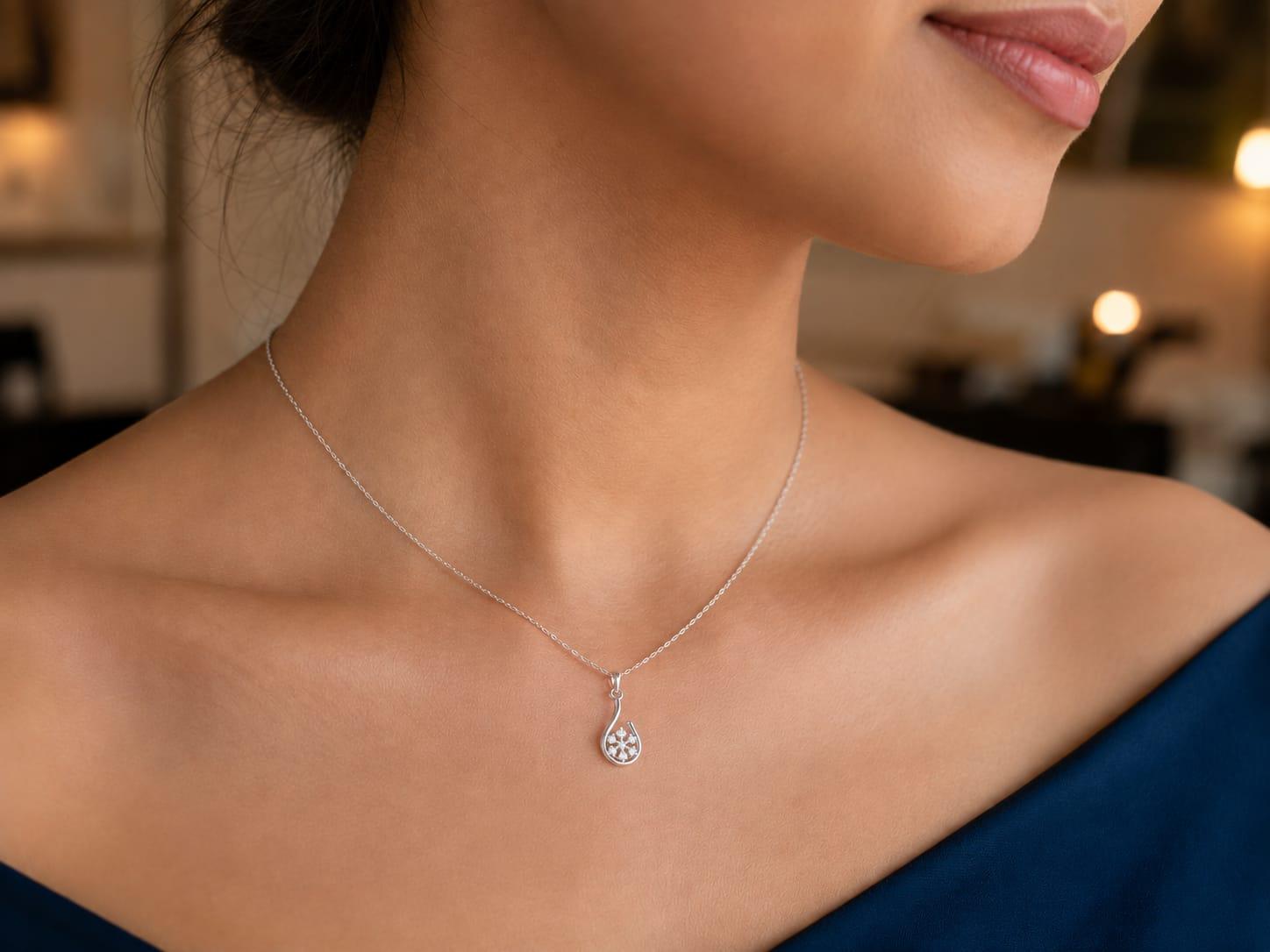 Teardrop Floral Diamond Pendant , Yellow Gold , 18 K
