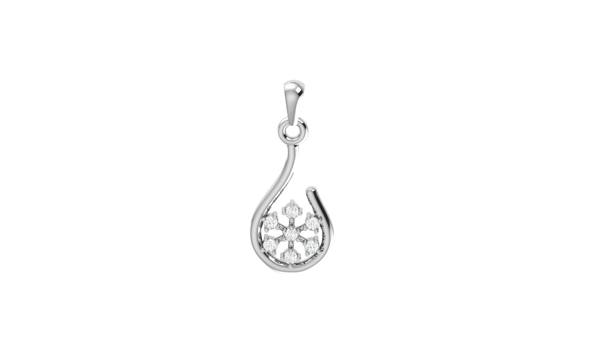Teardrop Floral Diamond Pendant , Yellow Gold , 18 K