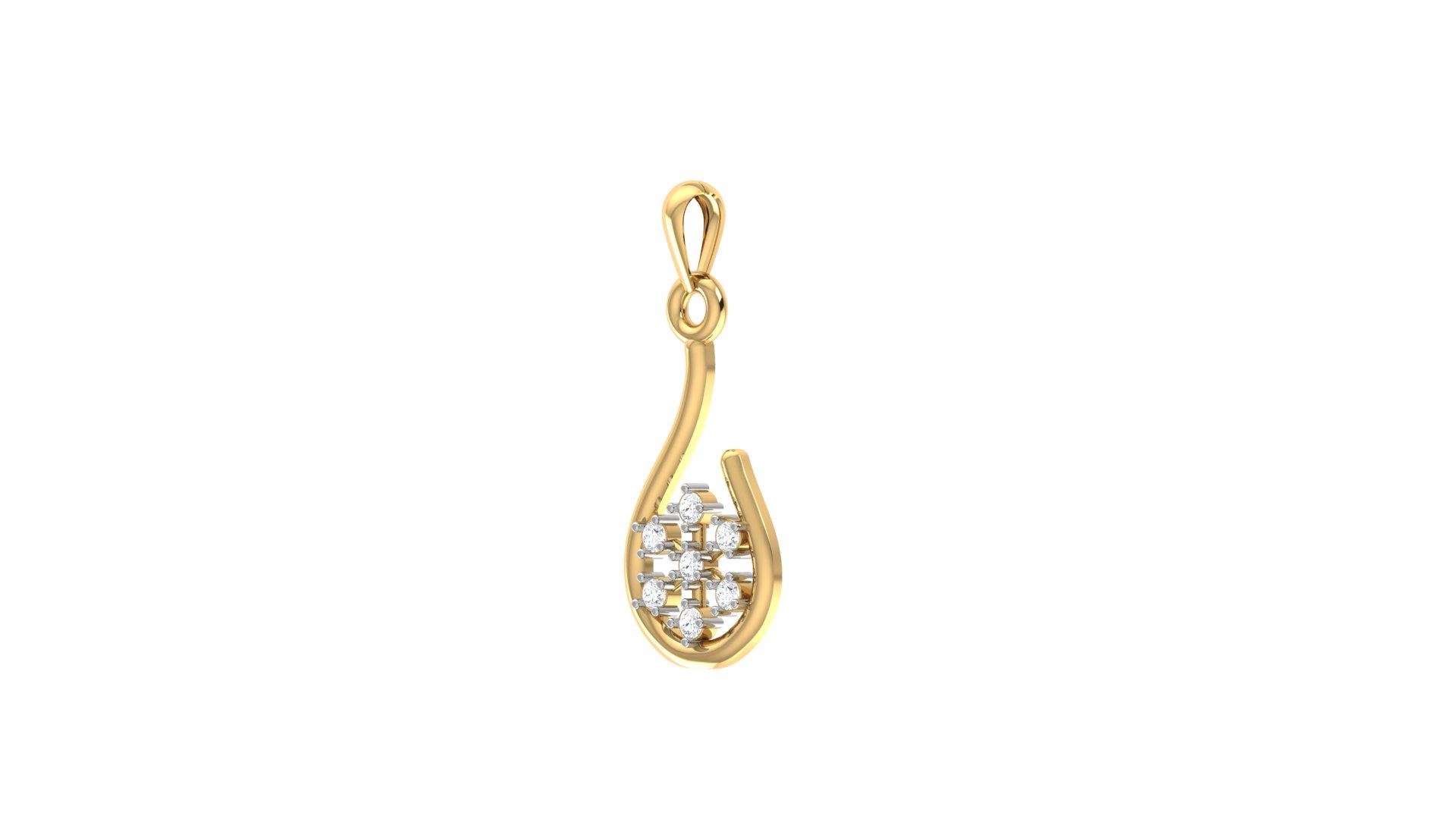 Teardrop Floral Diamond Pendant , Yellow Gold , 18 K