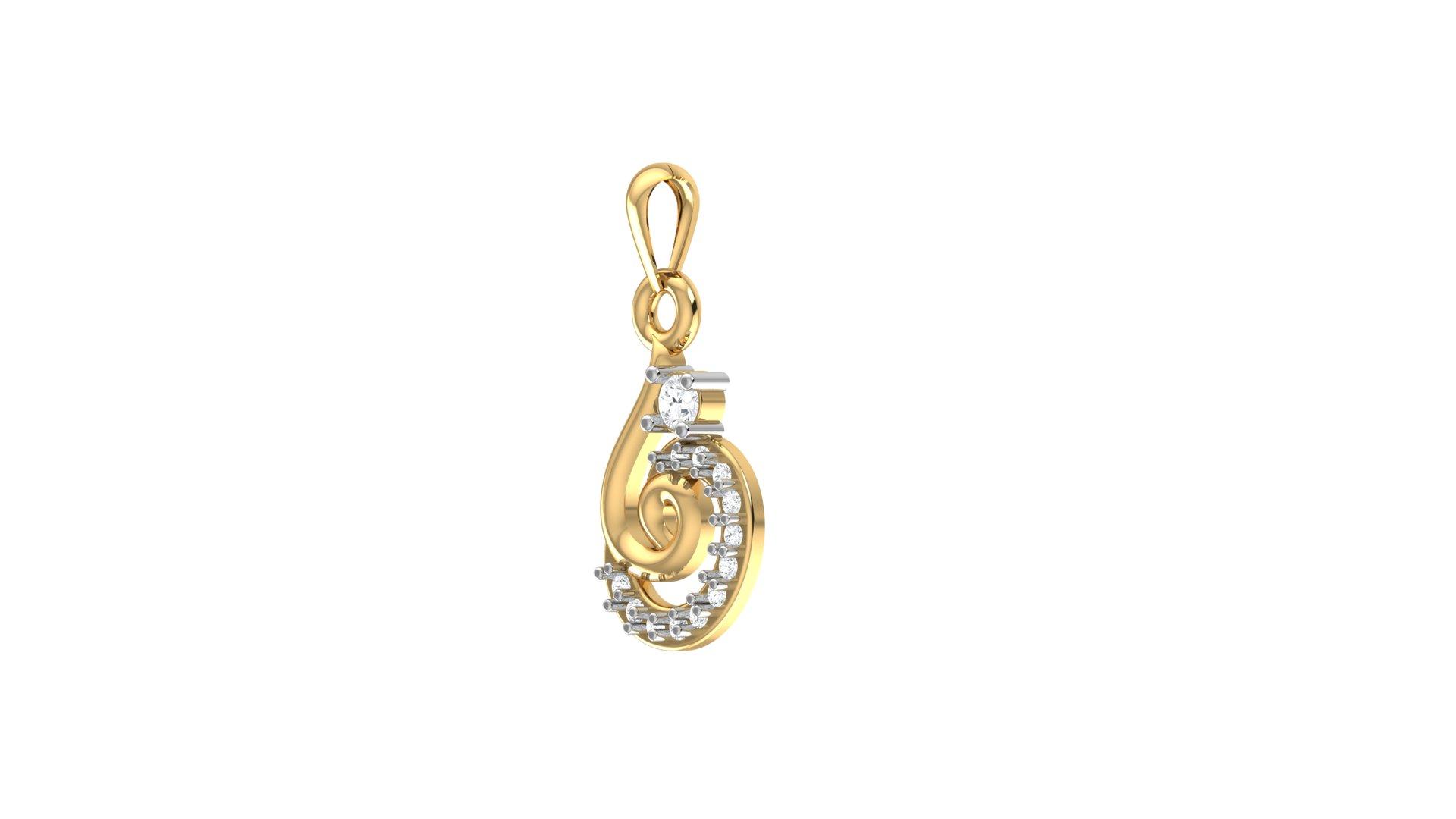 Musical Note Diamond Pendant , Yellow Gold , 18 K